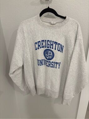 Champion Gray Crewneck Sweatshirt with Blue Creighton Print